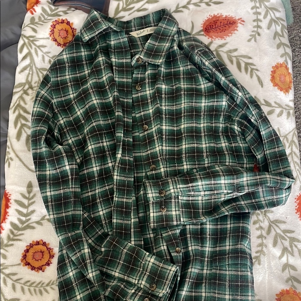 Green Plaid Button-Up Shirt